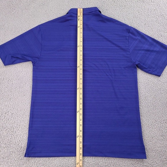 Nike Golf Polo Shirt Mens Medium Blue Striped Dri-Fit Short Sleeve Casual - Picture 11 of 12